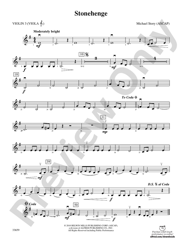 Stonehenge 3rd Violin Viola Tc 3rd Violin Viola Tc Part Digital Sheet Music Download 6324