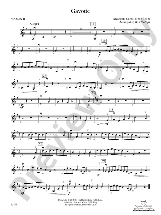 Gavotte 2nd Violin 2nd Violin Part Digital Sheet Music Download