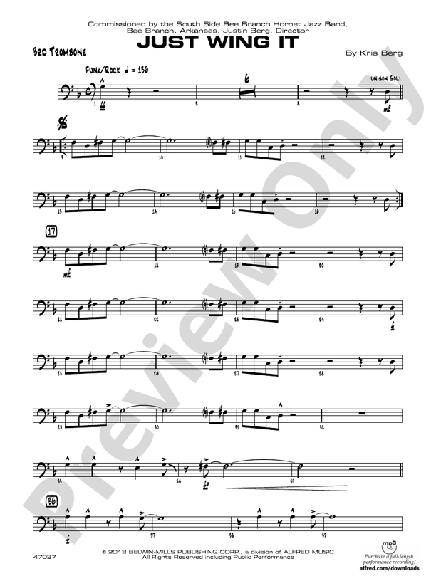 Just Wing It 3rd Trombone 3rd Trombone Part Digital Sheet Music