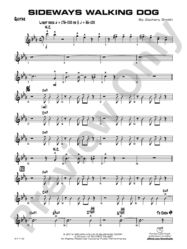 Sideways Walking Dog Guitar Guitar Part Digital Sheet Music Download