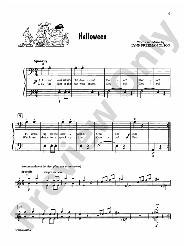 Halloween - Piano Solo with Lyrics (with Optional Duet Accompaniments)