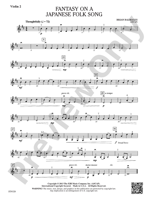 Fantasy on a Japanese Folk Song: Violin 2: Violin 2 Part