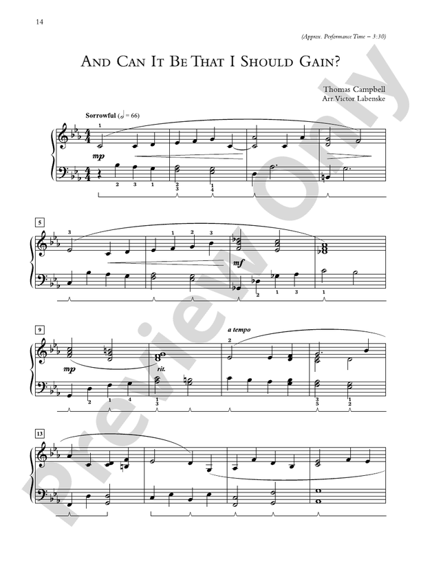 And Can It Be That I Should Gain? - Piano Solo