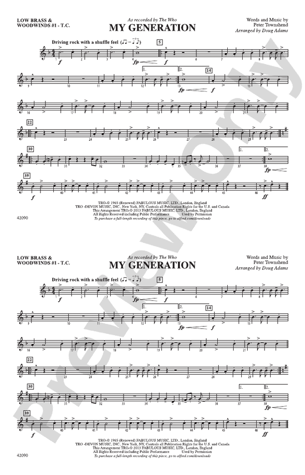 My Generation: Low Brass & Woodwinds #1 - Treble Clef