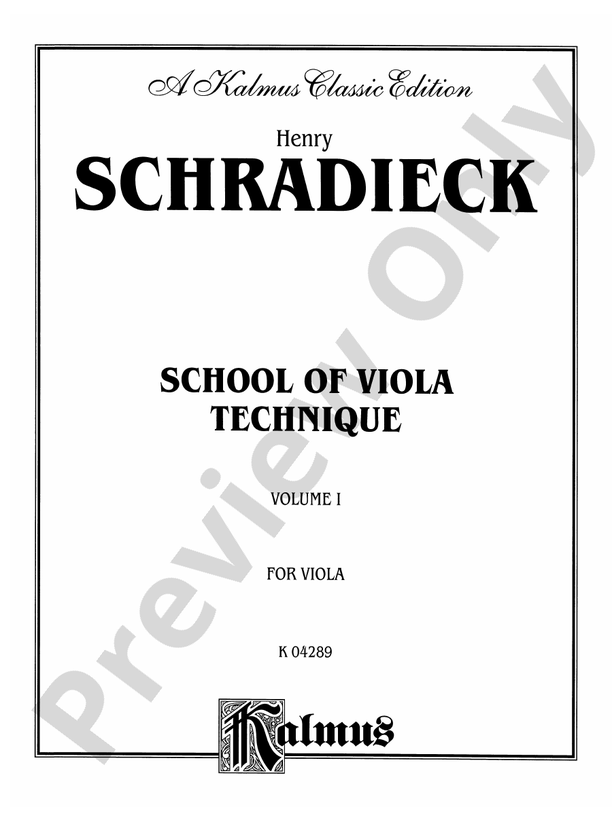 Schradieck School of Viola Technique, Volume I Viola Book Henry