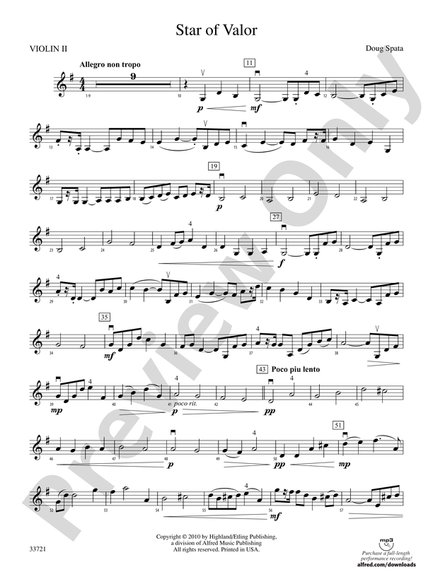 Efectivamente Convencional articulo Star of Valor: 2nd Violin: 2nd Violin Part - Digital Sheet Music Download