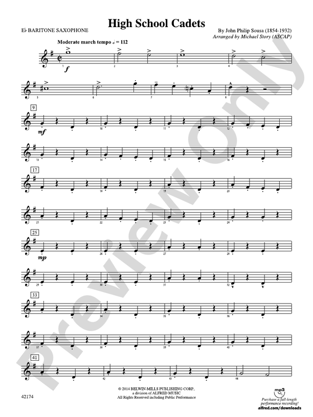 High School Cadets Eflat Baritone Saxophone Eflat Baritone