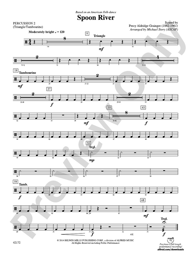 Spoon River 2nd Percussion 2nd Percussion Part Digital Sheet Music