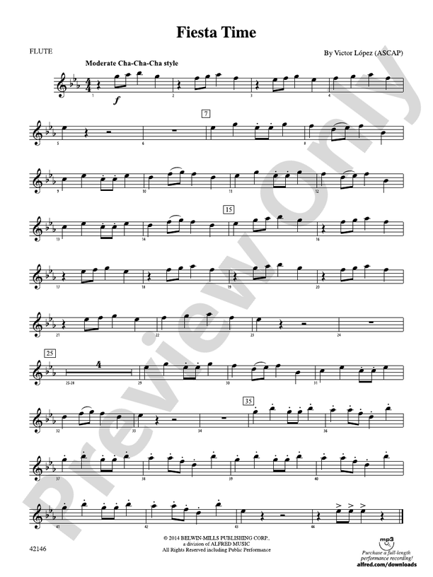 Fiesta Time Flute Flute Part Digital Sheet Music Download