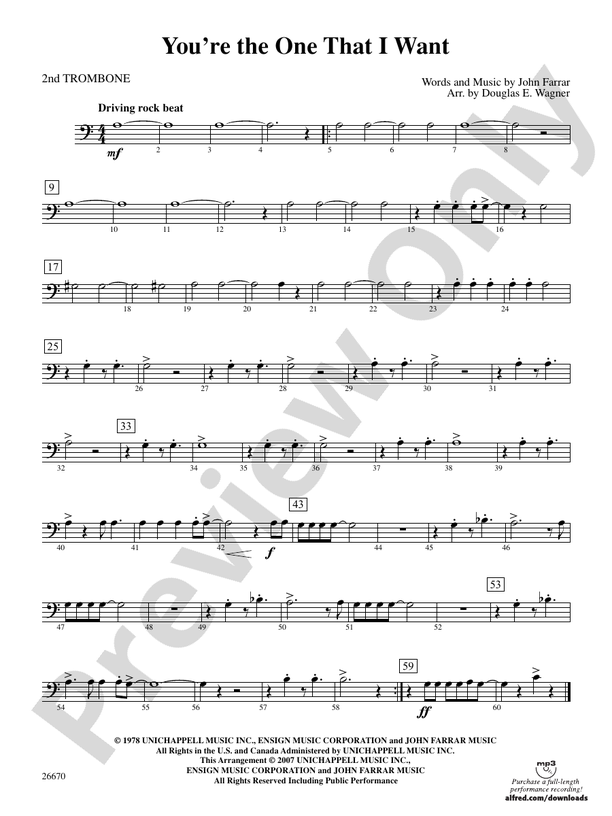You're the One That I Want (from Grease): 2nd Trombone