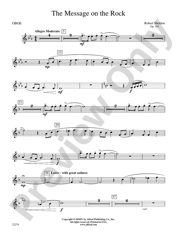 The Message on the Rock Oboe Oboe Part Digital Sheet Music Download