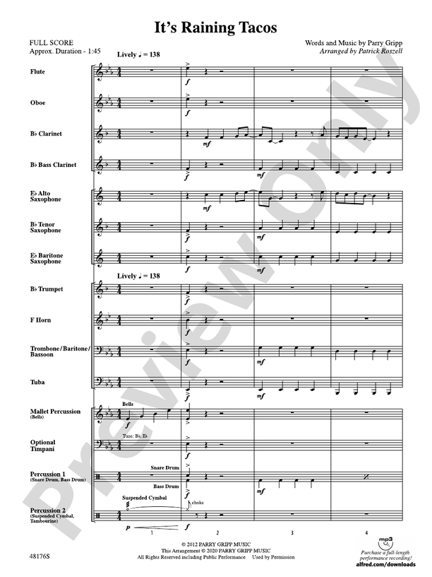 Free Its Raining Tacos by Parry Gripp sheet music