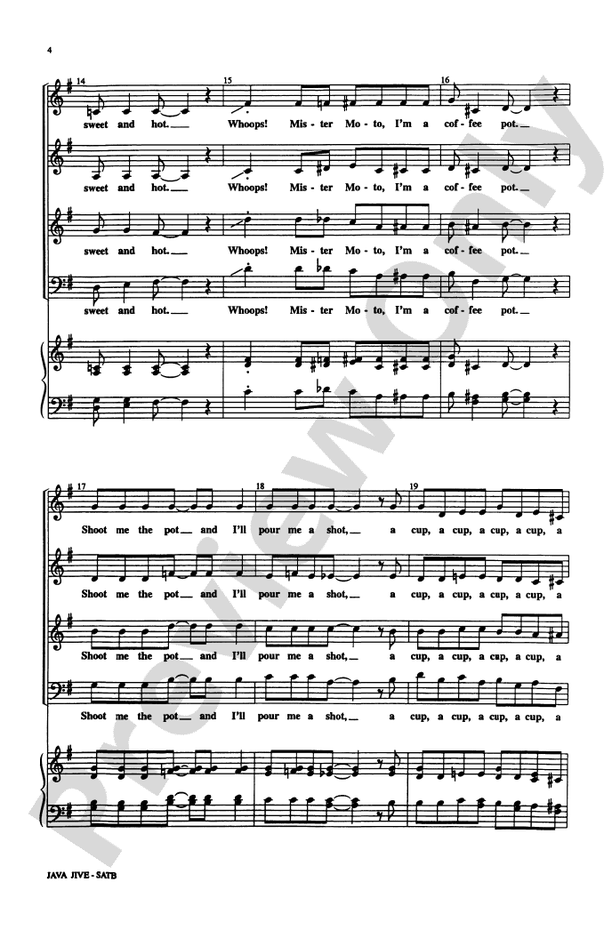 Java Jive: SATB, a cappella Choral Octavo - Digital Sheet Music