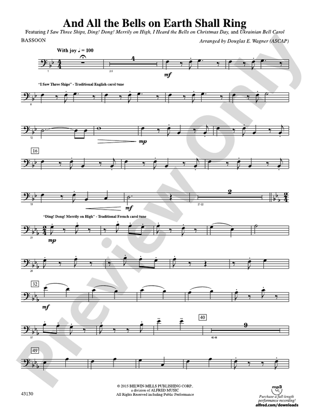 And All the Bells on Earth Shall Ring Bassoon Bassoon Part Digital