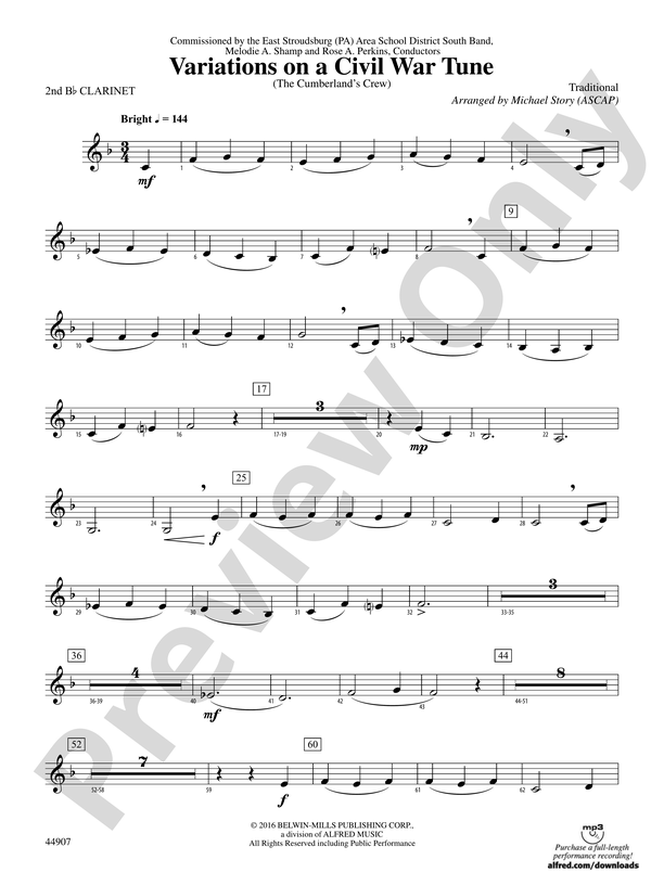 Variations on a Civil War Tune: 2nd B-flat Clarinet