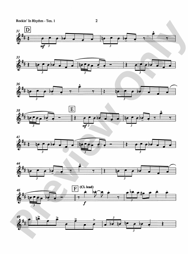 Rockin' in Rhythm Bflat Tenor Saxophone Bflat Tenor Saxophone Part