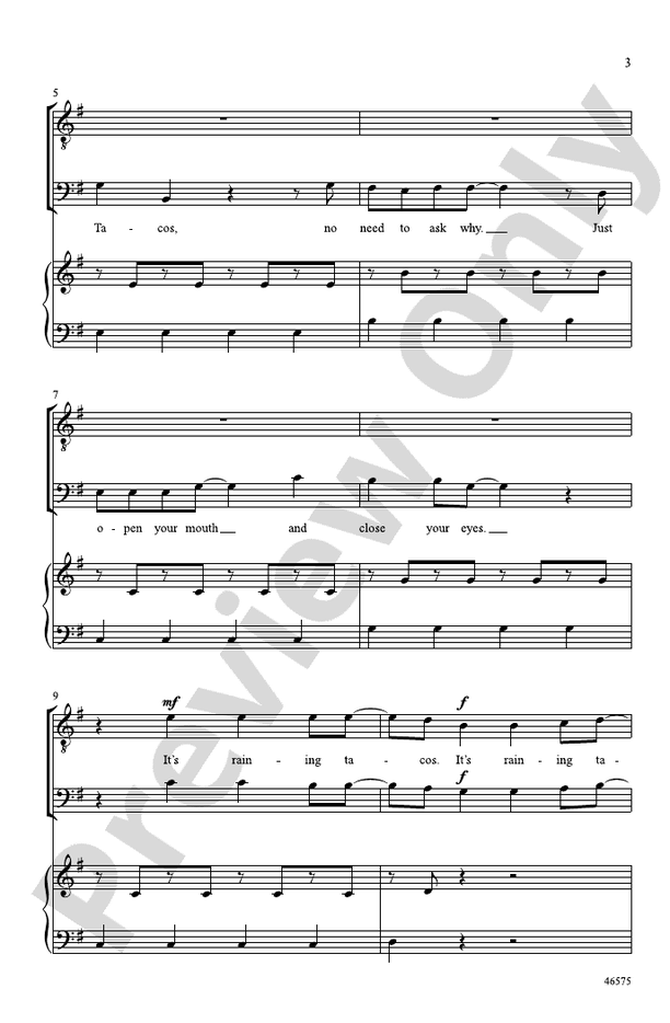 Free Its Raining Tacos by Parry Gripp sheet music