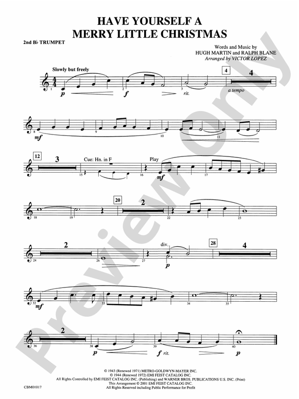 Have Yourself a Merry Little Christmas: 2nd B-flat Trumpet: 2nd B-flat ...