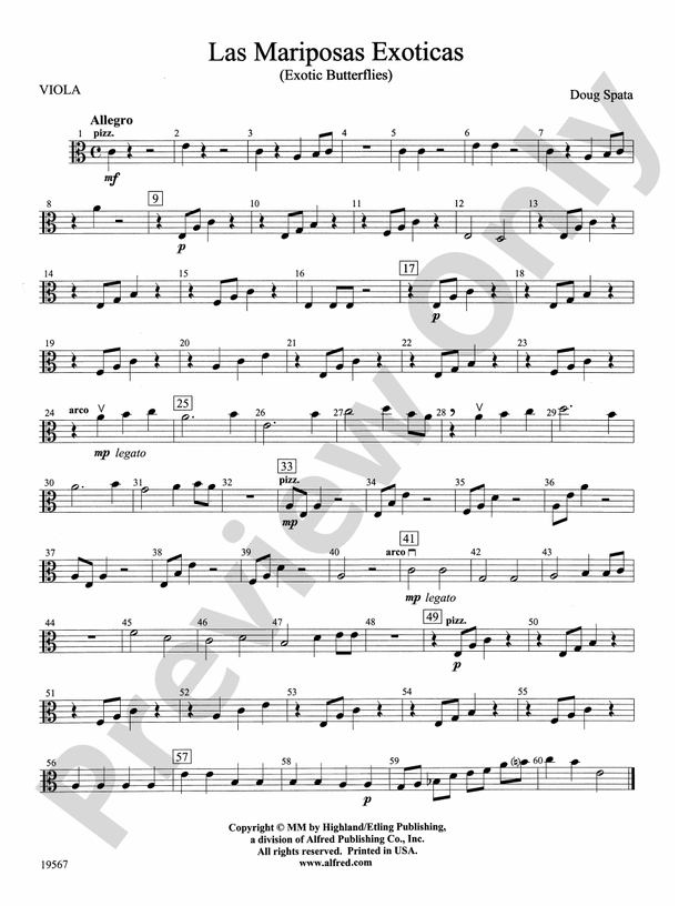 Las Mariposas Exoticas: Viola: Viola Part - Digital Sheet Music Download