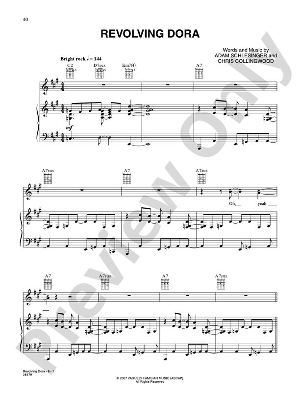 Revolving Dora Piano/Vocal/Chords Fountains of Wayne Digital Sheet