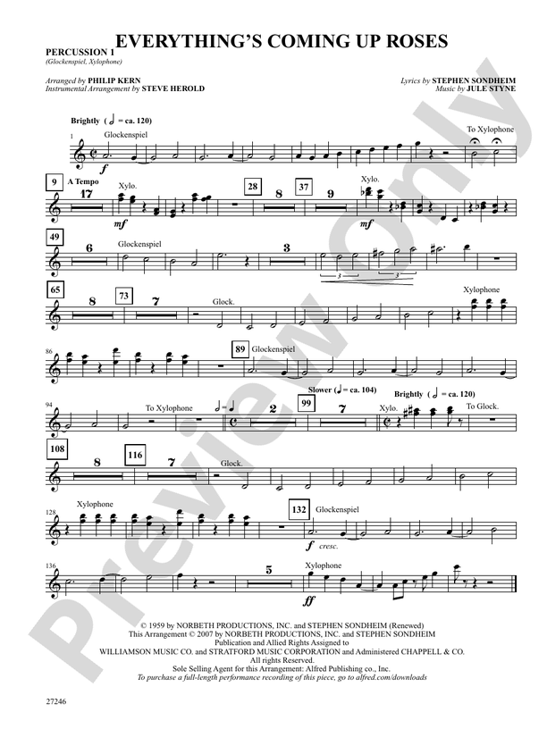 Everything's Coming Up Roses (from Gypsy): 1st Percussion