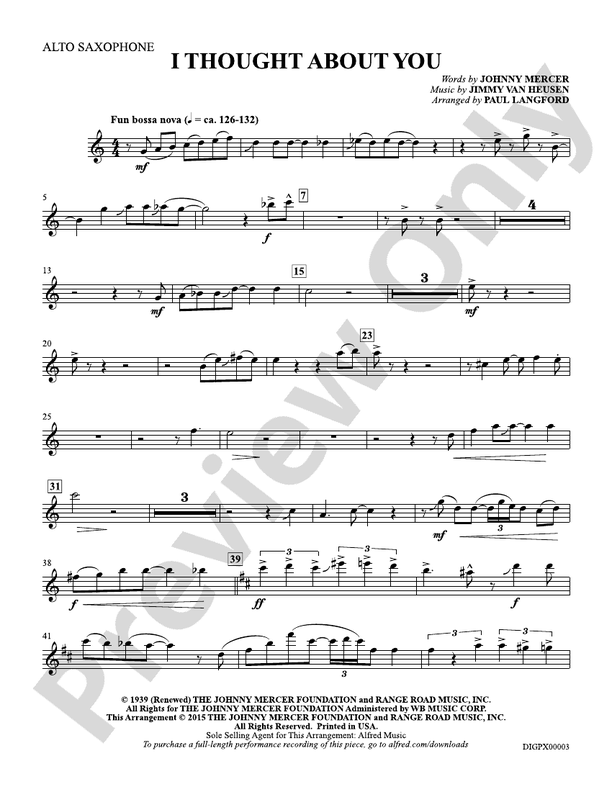 I Thought About You: Alto Saxophone: Alto Saxophone Part: Jimmy