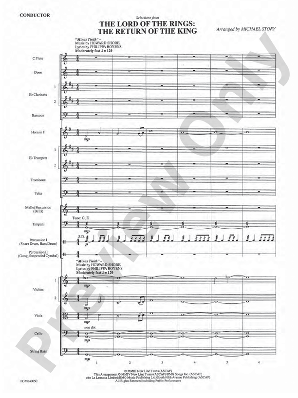 The Lord of the Rings: The Return of the King, Selections from