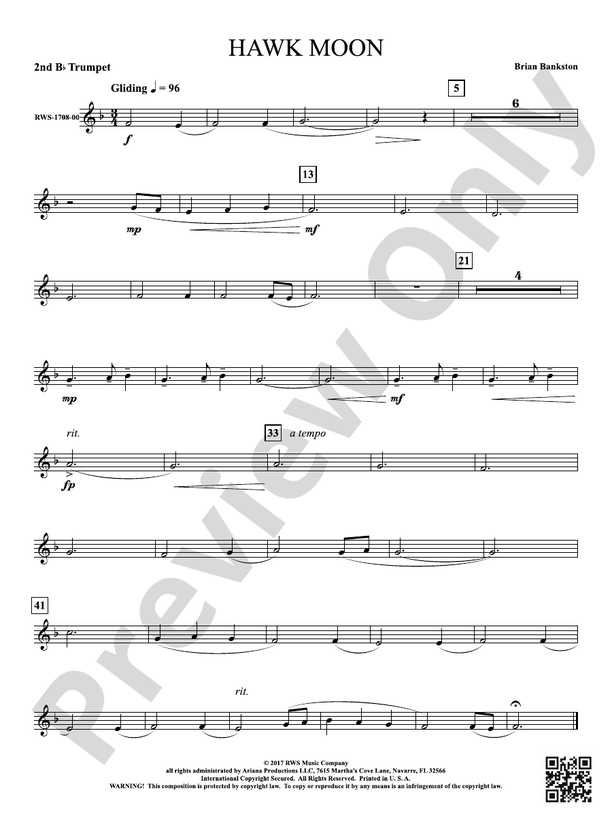 Hawk Moon: 2nd B-flat Trumpet: 2nd B-flat Trumpet Part: Brian Bankston ...