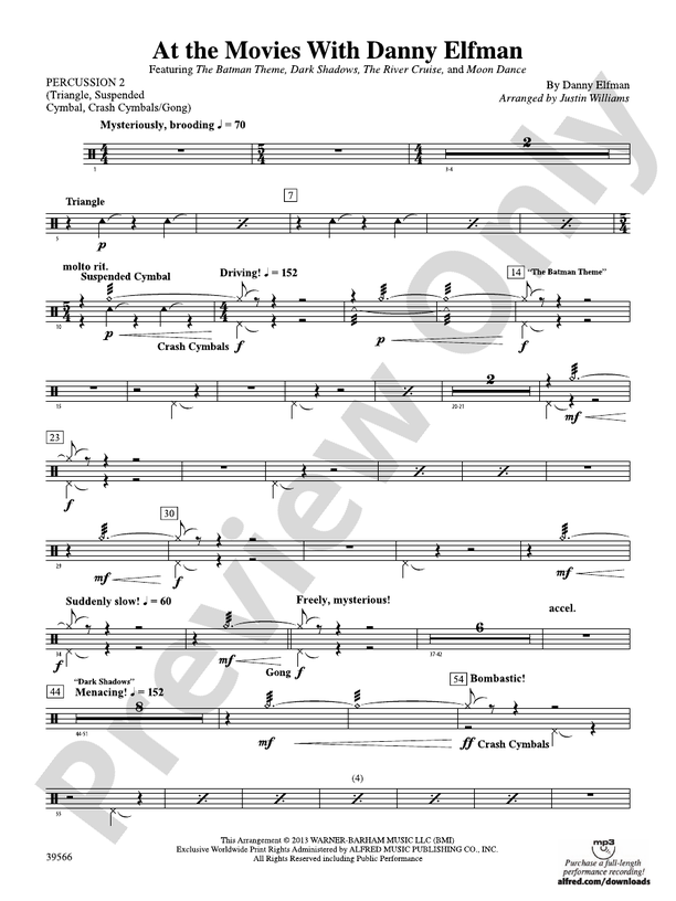 At the Movies with Danny Elfman 2nd Percussion 2nd Percussion Part