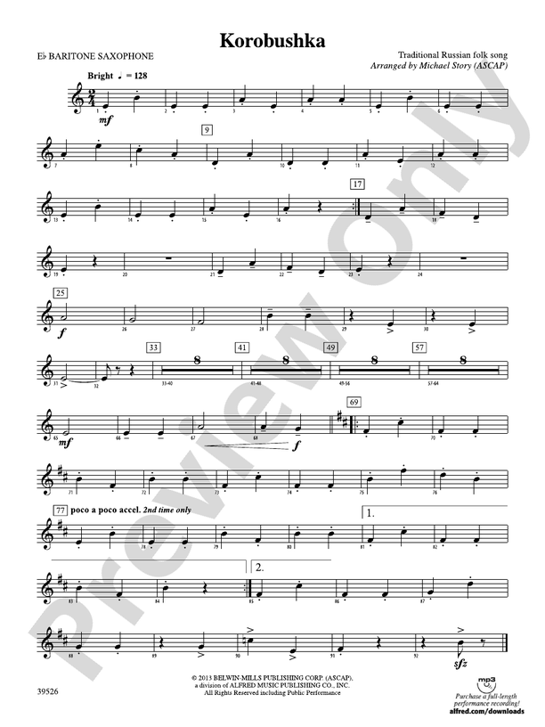 Korobushka: E-flat Baritone Saxophone