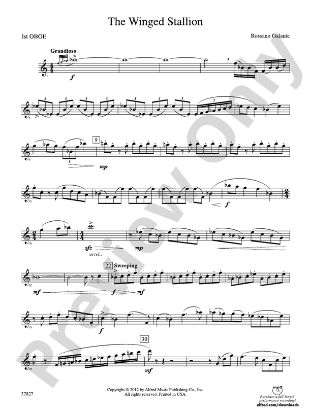 The Winged Stallion Oboe Oboe Part Digital Sheet Music Download