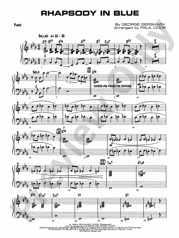 Rhapsody in Blue: Piano Accompaniment
