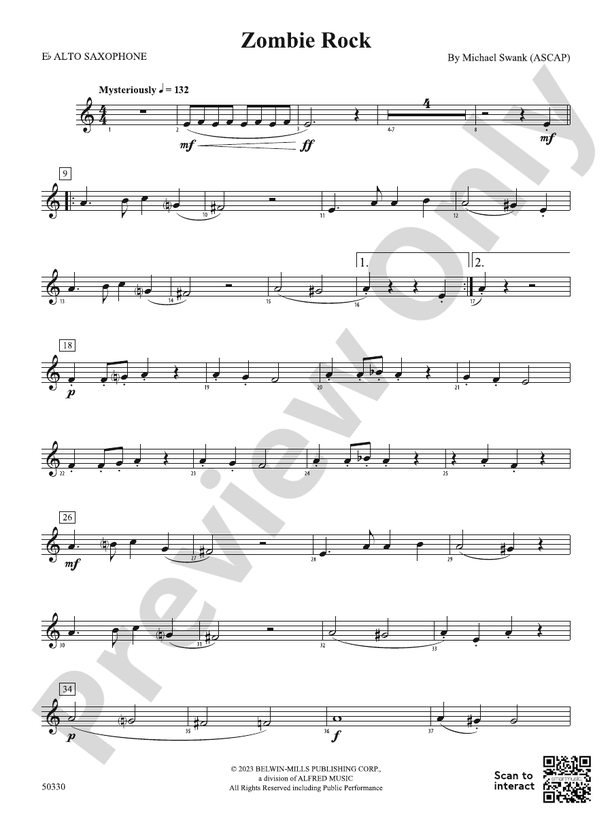 Zombie Rock Eflat Alto Saxophone Eflat Alto Saxophone Part