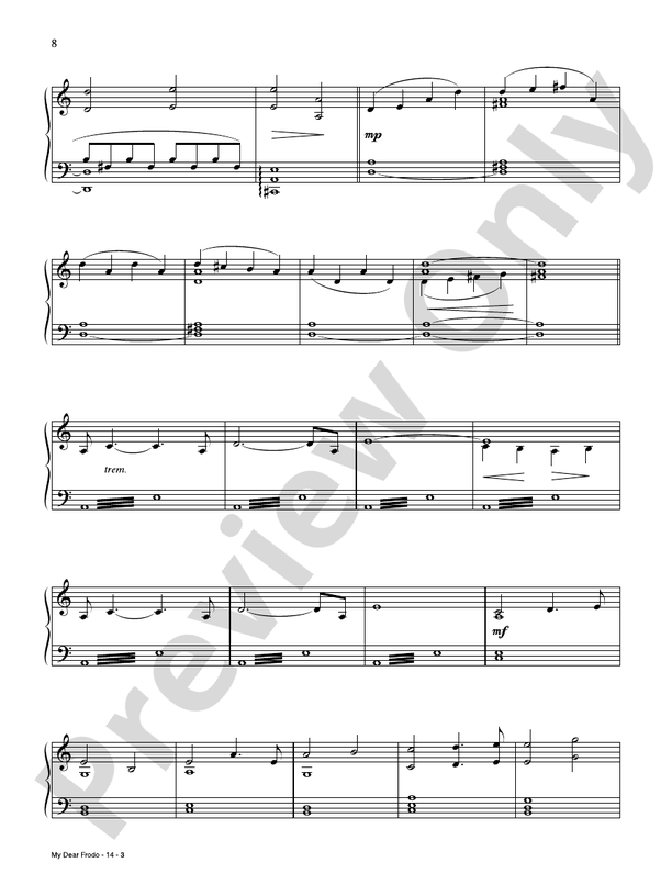 My Dear Frodo Piano/Vocal Howard Shore Digital Sheet Music Download