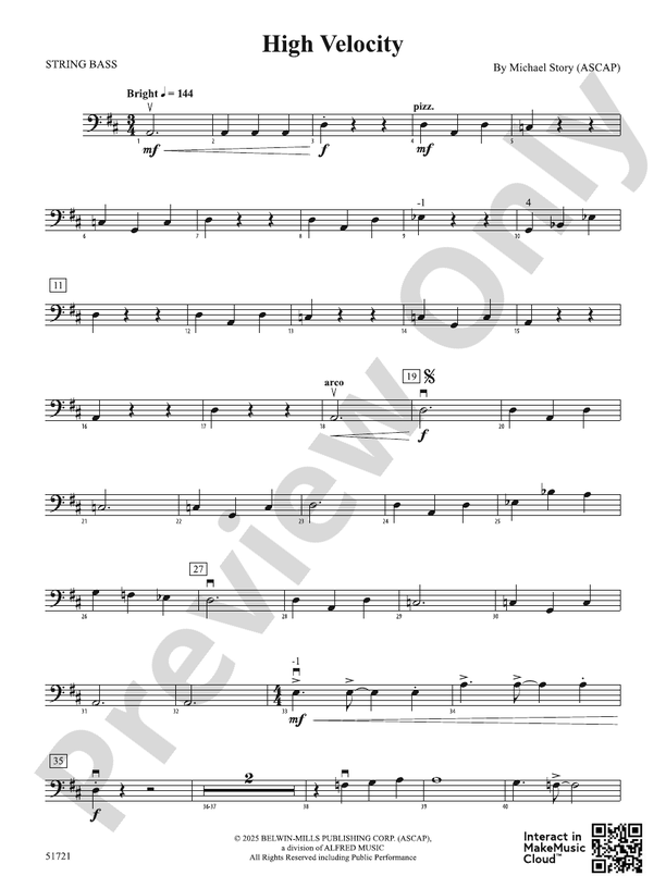 High Velocity: String Bass: String Bass Part - Digital Sheet Music Download