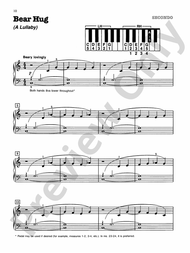 Bear Hug (A Lullaby) - Piano Duet (1 Piano, 4 Hands)