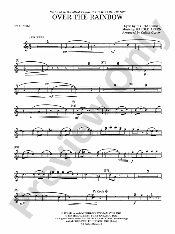 Over the Rainbow: 3rd Flute: 3rd Flute Part - Digital Sheet Music Download