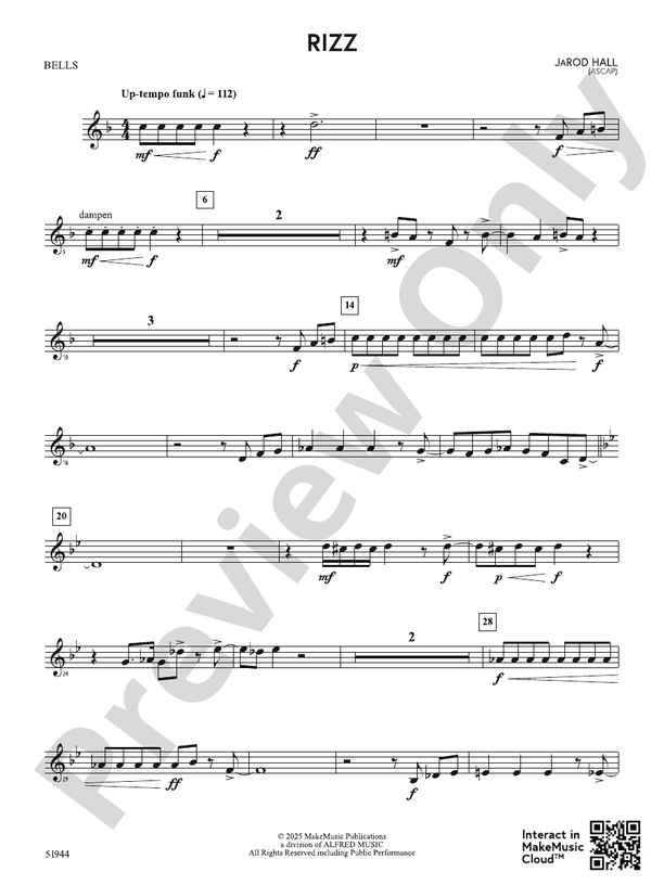 Rizz Rapping Notes Song Rizz: Bells: Bells Part - Digital Sheet Music Download