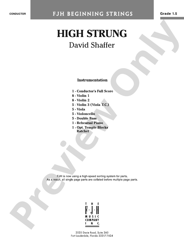 High Strung David Shaffer Digital Sheet Music Download