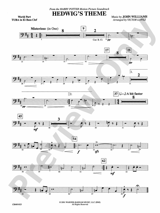 Hedwig's Theme (from Harry Potter): (wp) E-flat Tuba B.C.: (wp) E-flat ...