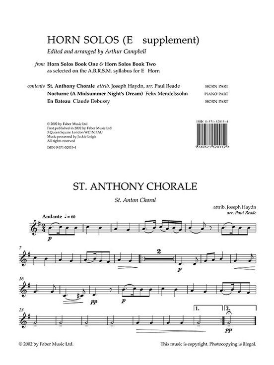 Horn Solos, Books One & Two Supplement French Horn Book Sheet Music