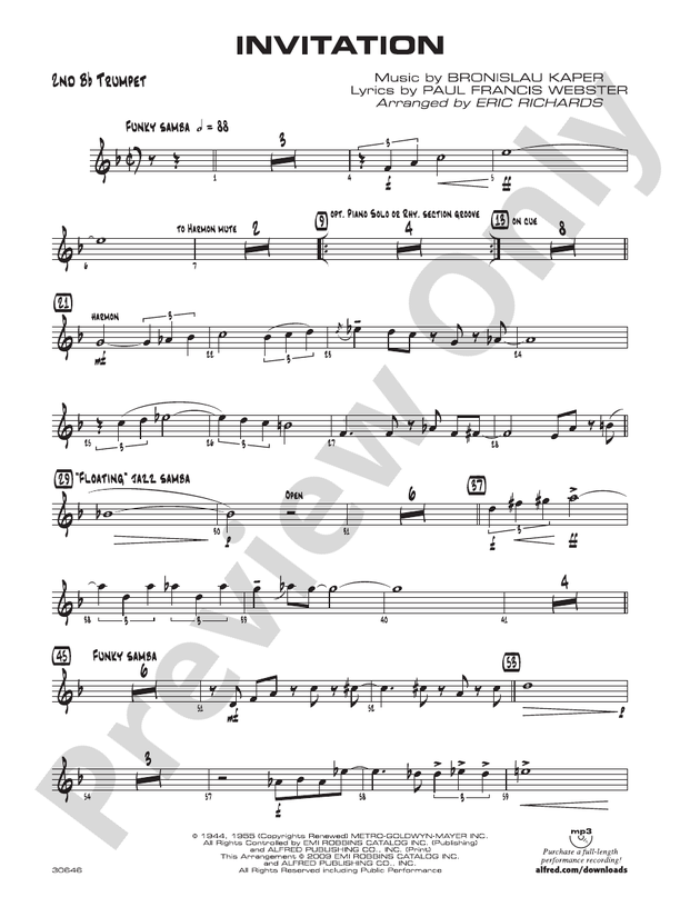 Invitation: 2nd B-flat Trumpet: 2nd B-flat Trumpet Part - Digital Sheet ...