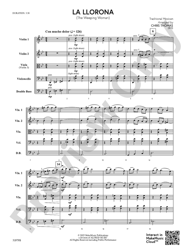La Llorona: String Orchestra Conductor Score & Parts