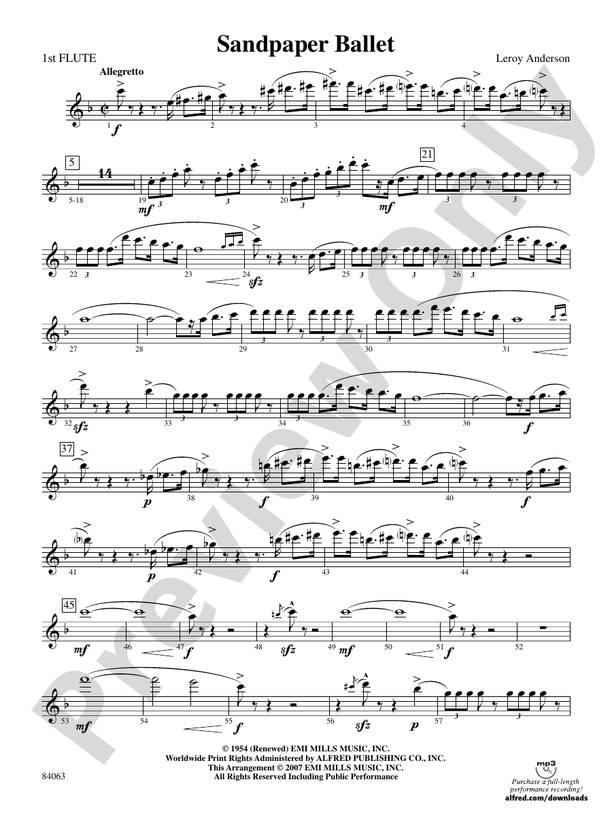Sandpaper Ballet Flute Flute Part Digital Sheet Music Download
