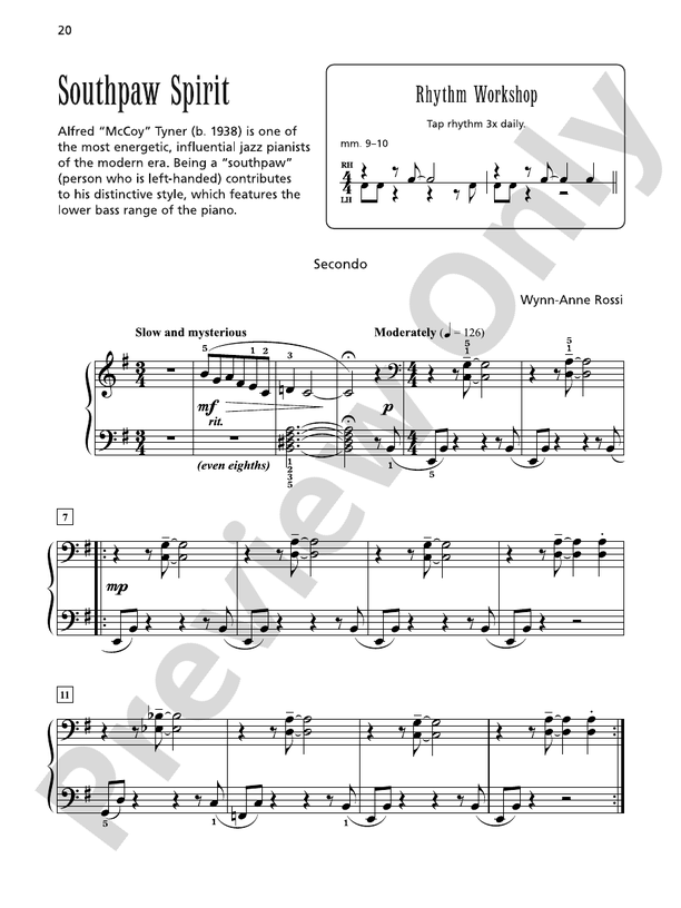 Southpaw Spirit - Piano Duet (1 Piano, 4 Hands)