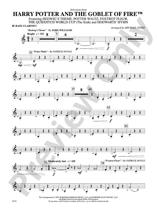 Harry Potter and the Goblet of Fire, Selections from: B-flat Bass ...