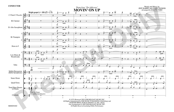 Movin On Up Theme From The Jeffersons Score Marching Band Score Digital Sheet Music