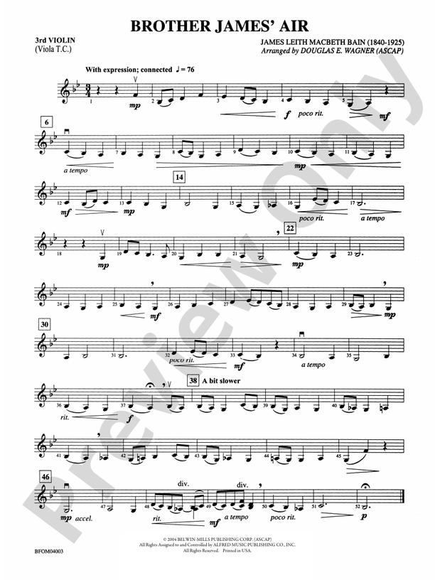 Brother James' Air 3rd Violin (Viola [TC]) 3rd Violin (Viola [TC