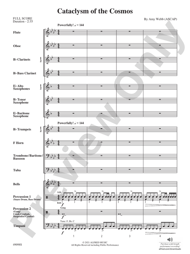 Cataclysm Of The Cosmos: Concert Band Conductor Score & Parts: Amy Webb 