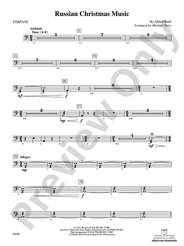Russian Christmas Music Timpani Timpani Part Digital Sheet Music Download